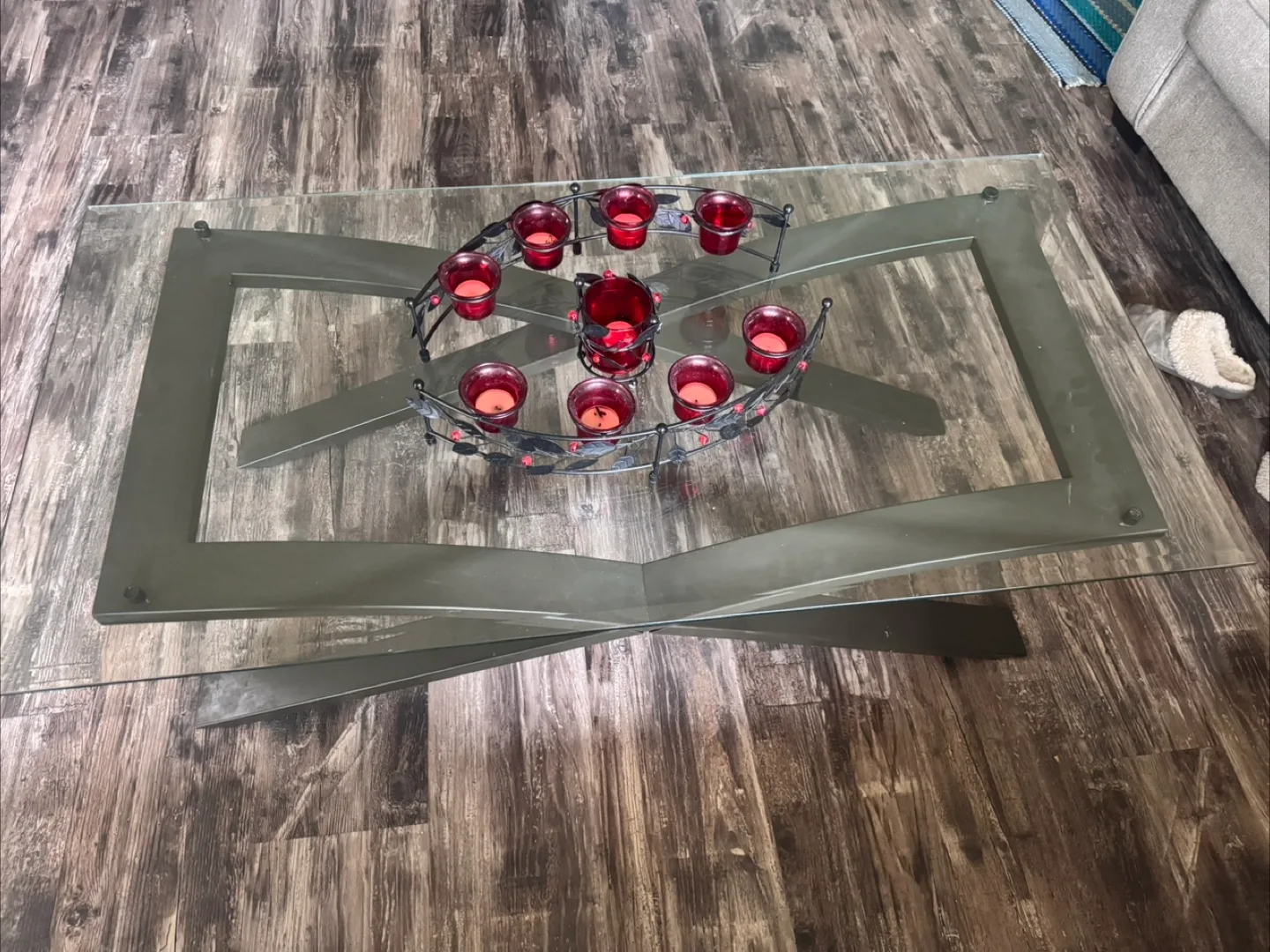 Modern Glass Coffee Table with Metal Frame thumbnail