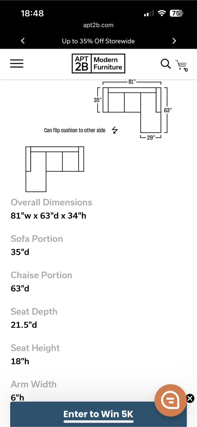 Apt2B Catalina Reversible Chaise Sleeper Sofa - photo 4