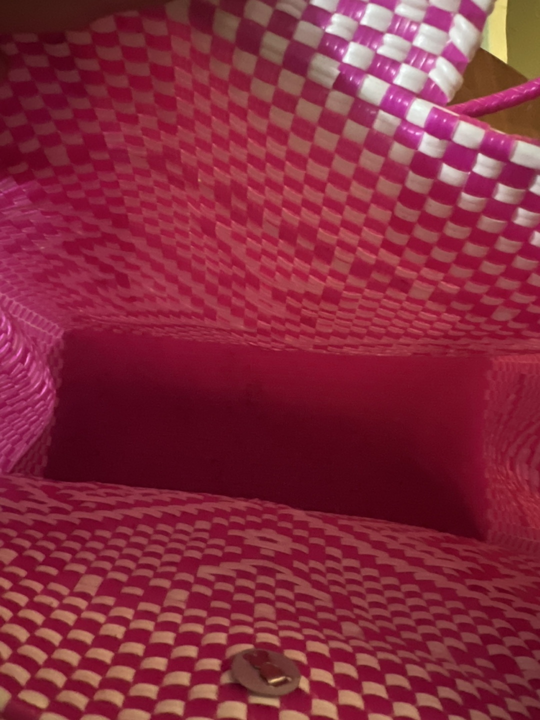 Pink/white & brown/black Woven Plastic Handbag - photo 5