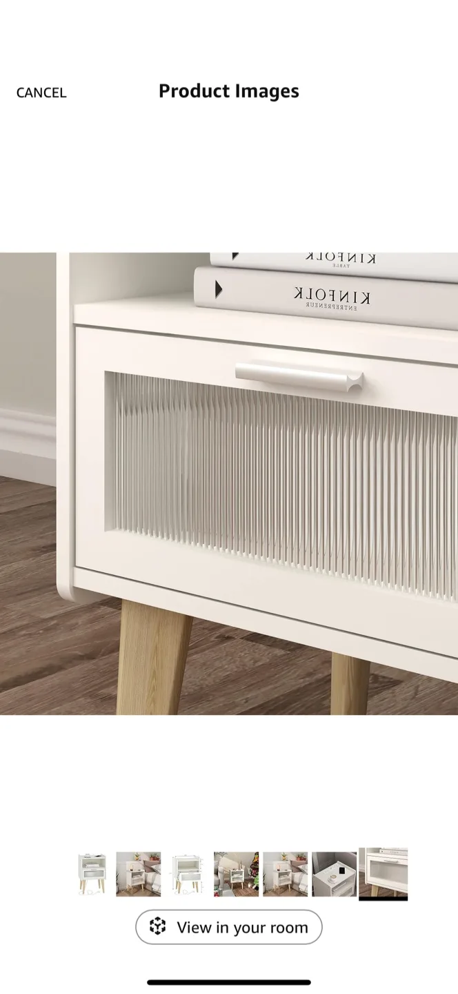 White Nightstand with Built-in Outlets and USB Ports image indicator(4)