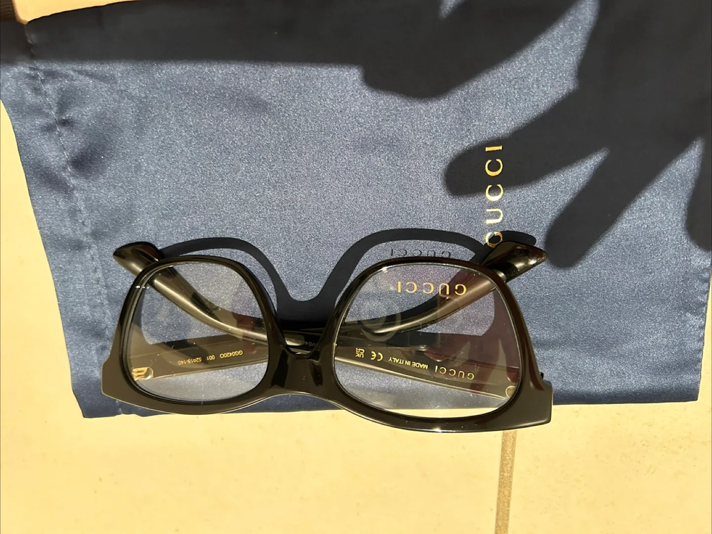 Gucci eyeglasses, black frames, crystal detail image indicator(3)
