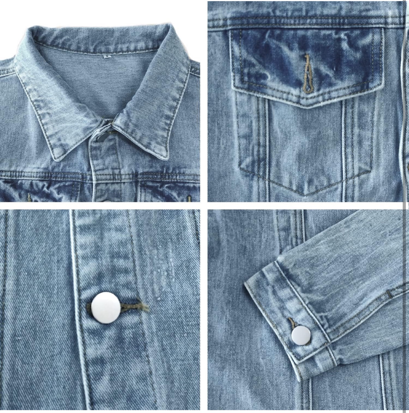 NEW! Cropped Frayed Hem Jean Light Wash Denim Jacket - Size XL - photo 4