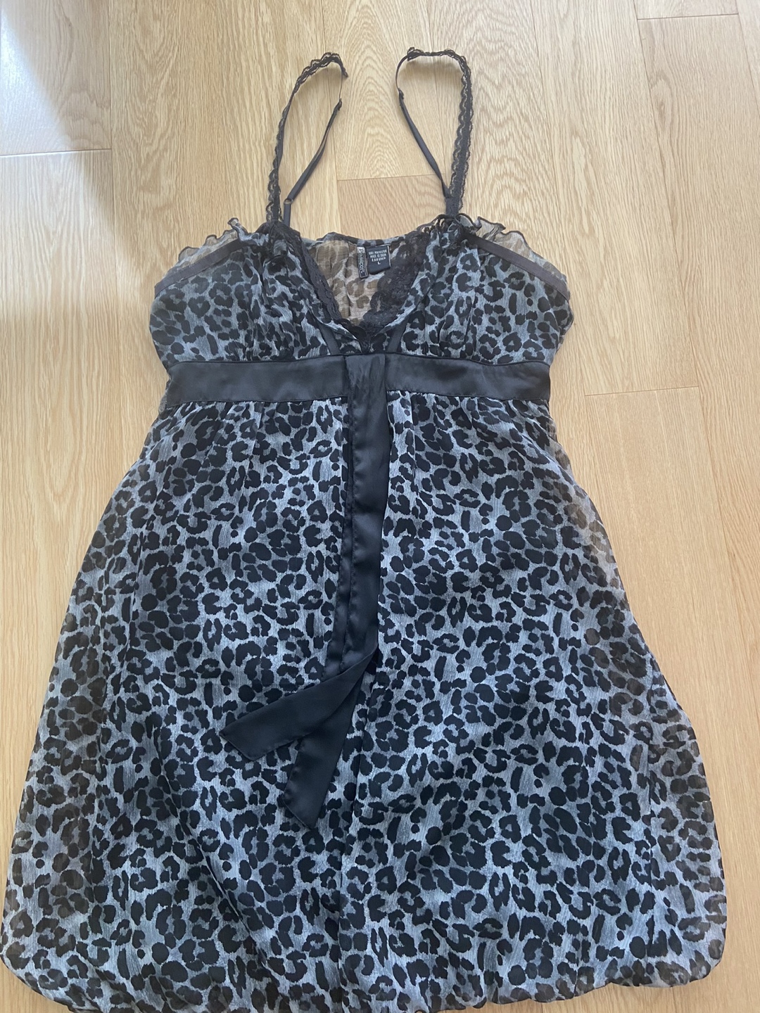 Grey and Black Leopard Print Cami Dress