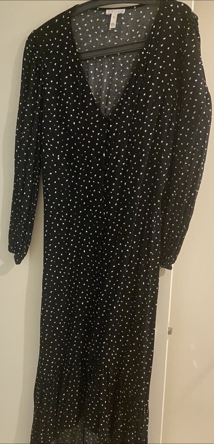 Black and White Dotted Midi Dress - photo 2