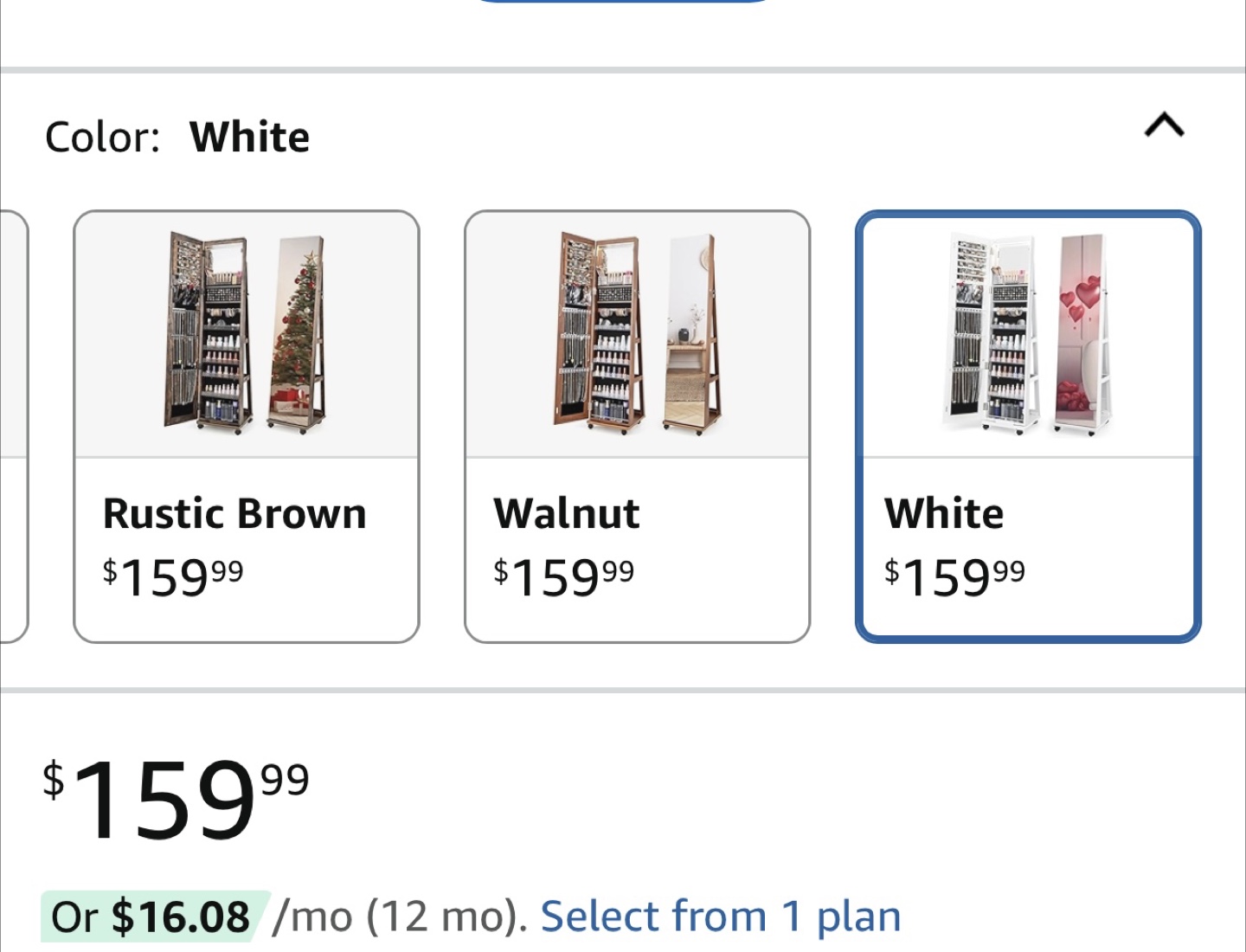 Jewelry cabinet with Mirror - White - photo 3