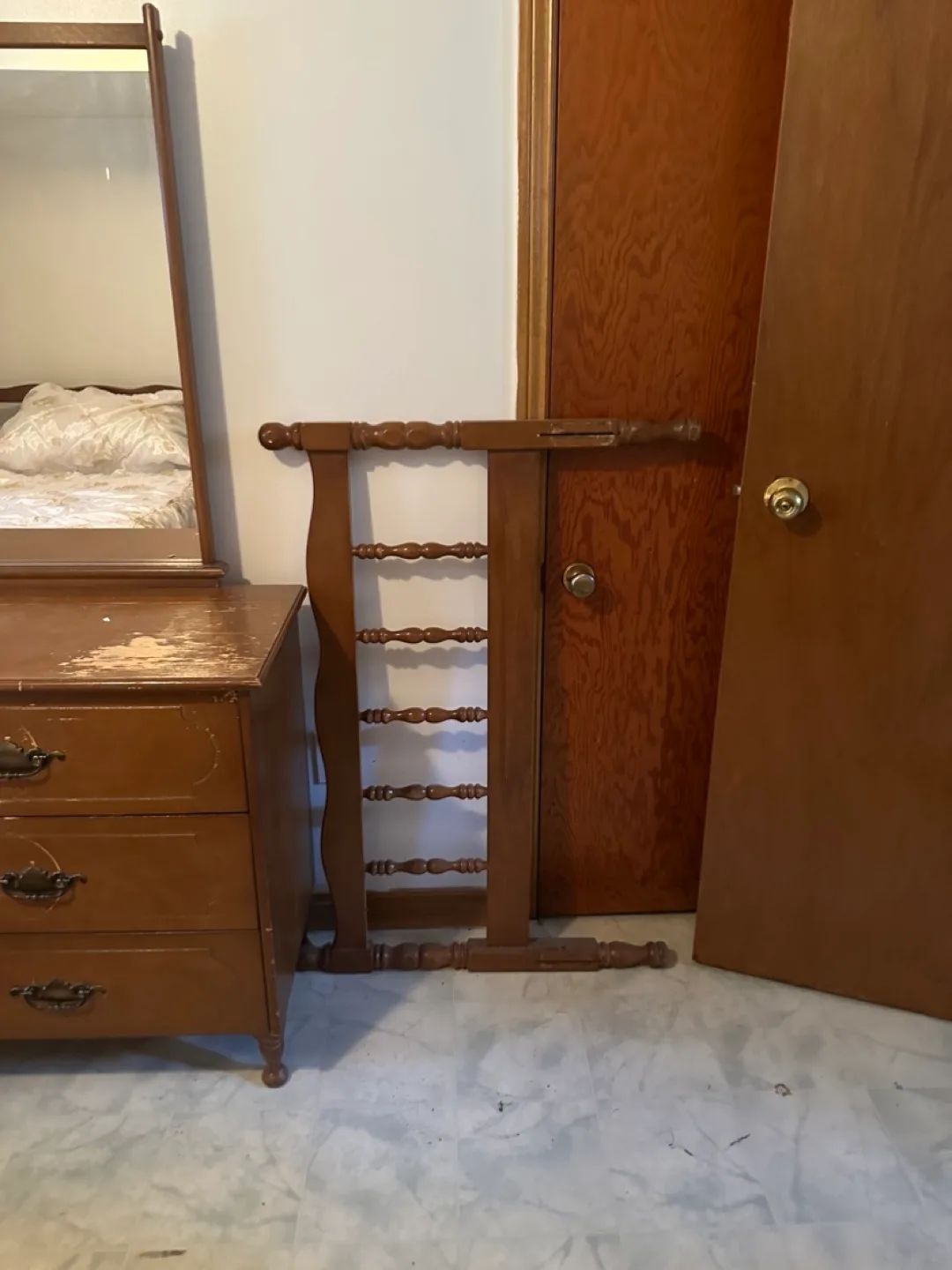 Vintage Wooden Bedroom Set with Mirror thumbnail