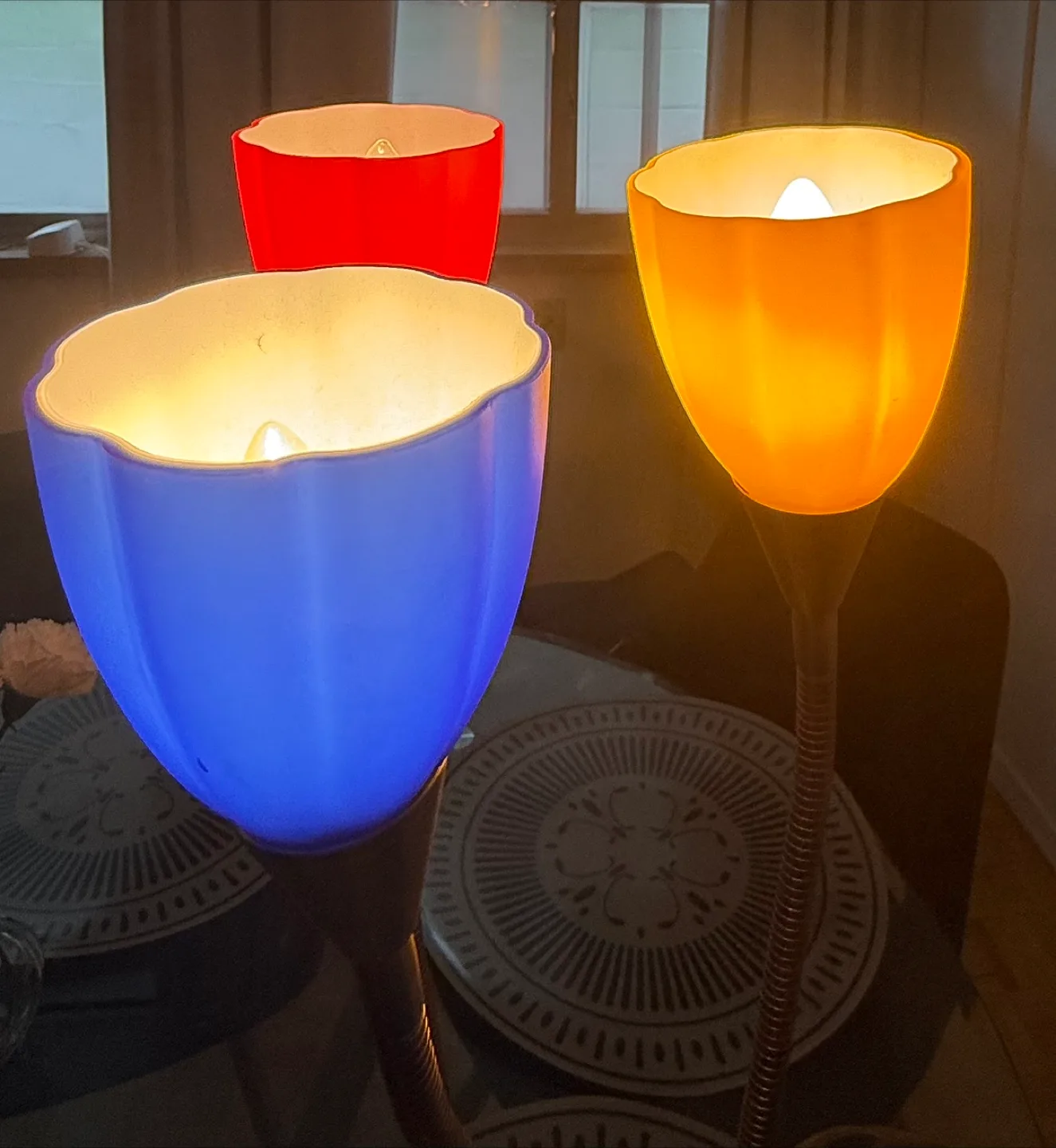 Triple Gooseneck Lamp with Coloured Shades thumbnail