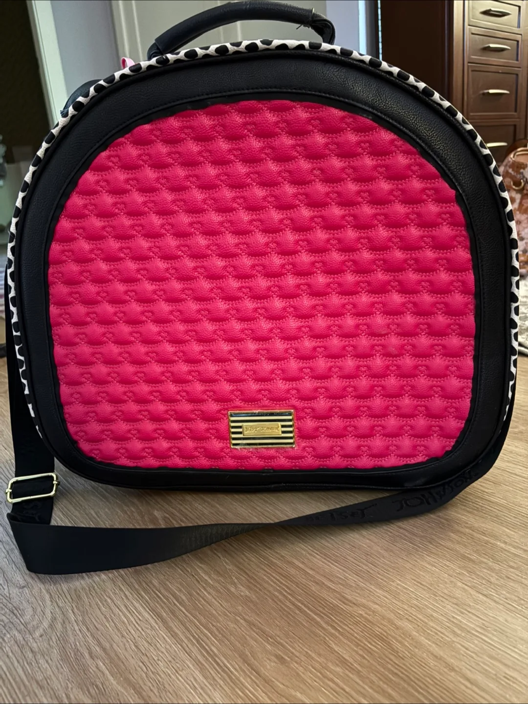 Betsey Johnson Pink & Black Weekender Case thumbnail