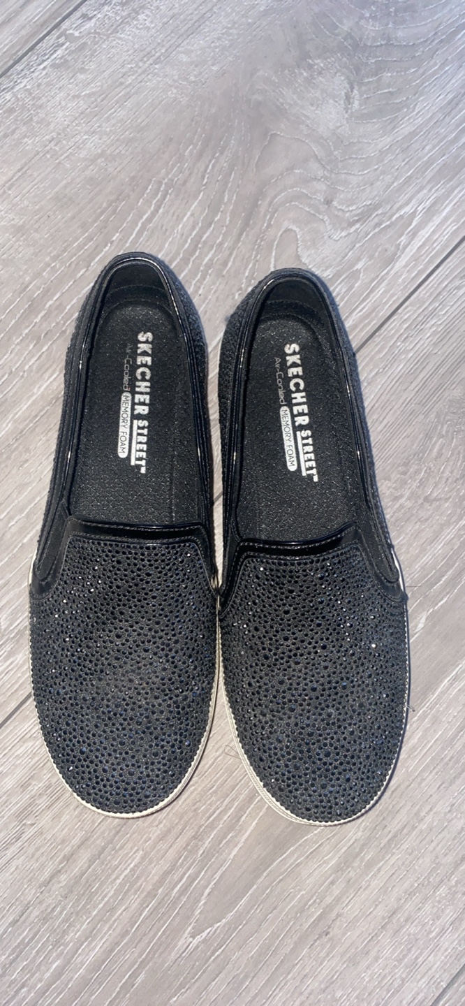 Black sparkly sketchers women’s shoes size 6 - photo 2