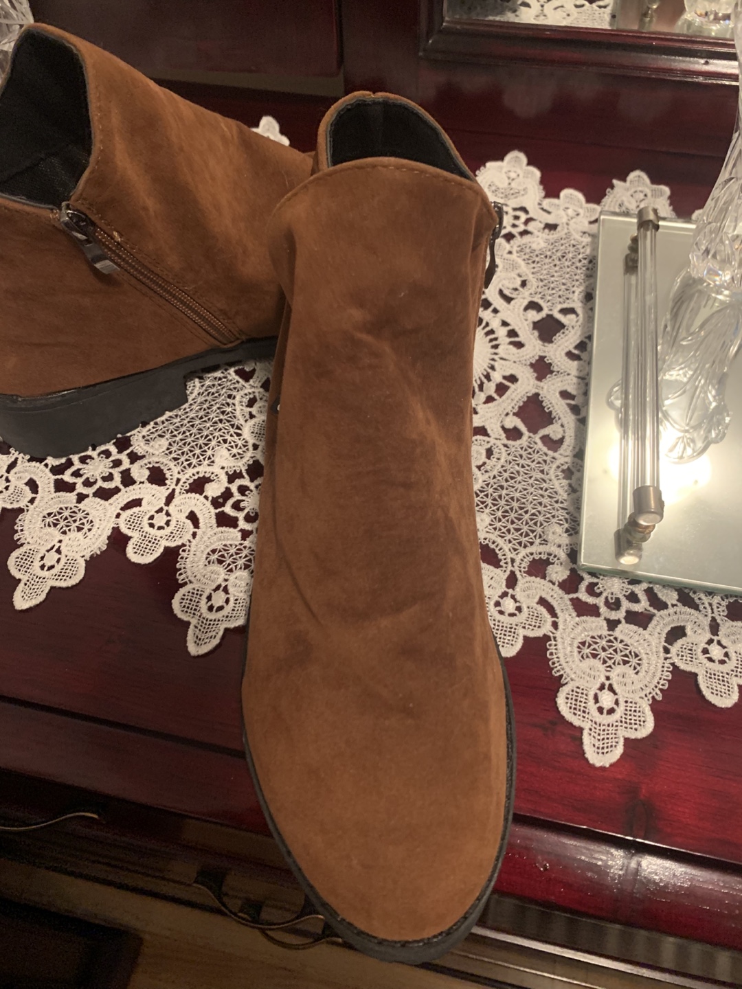 Brown Suede Ankle Boots with Side Zip - photo 3