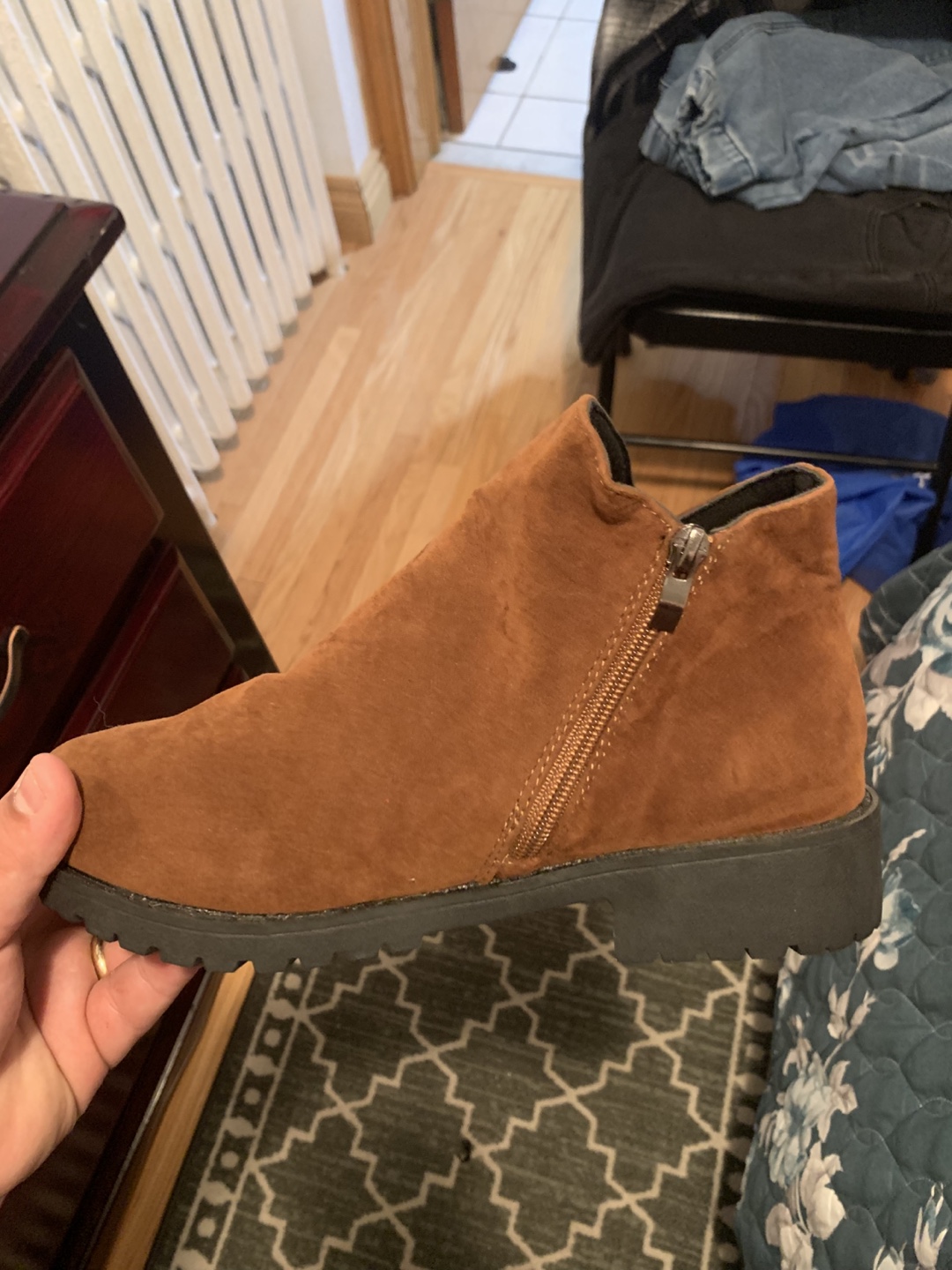 Brown Suede Ankle Boots with Side Zip - photo 2