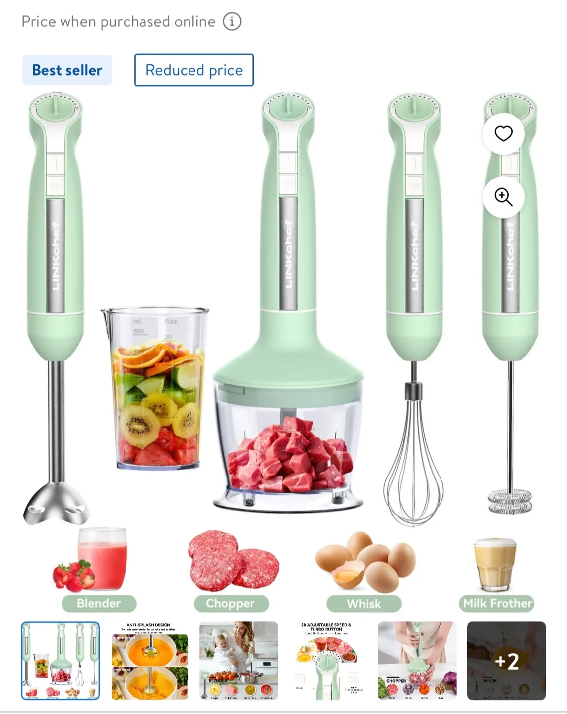 LinkChef 5-in-1 Immersion Blender Set - Mint Green thumbnail