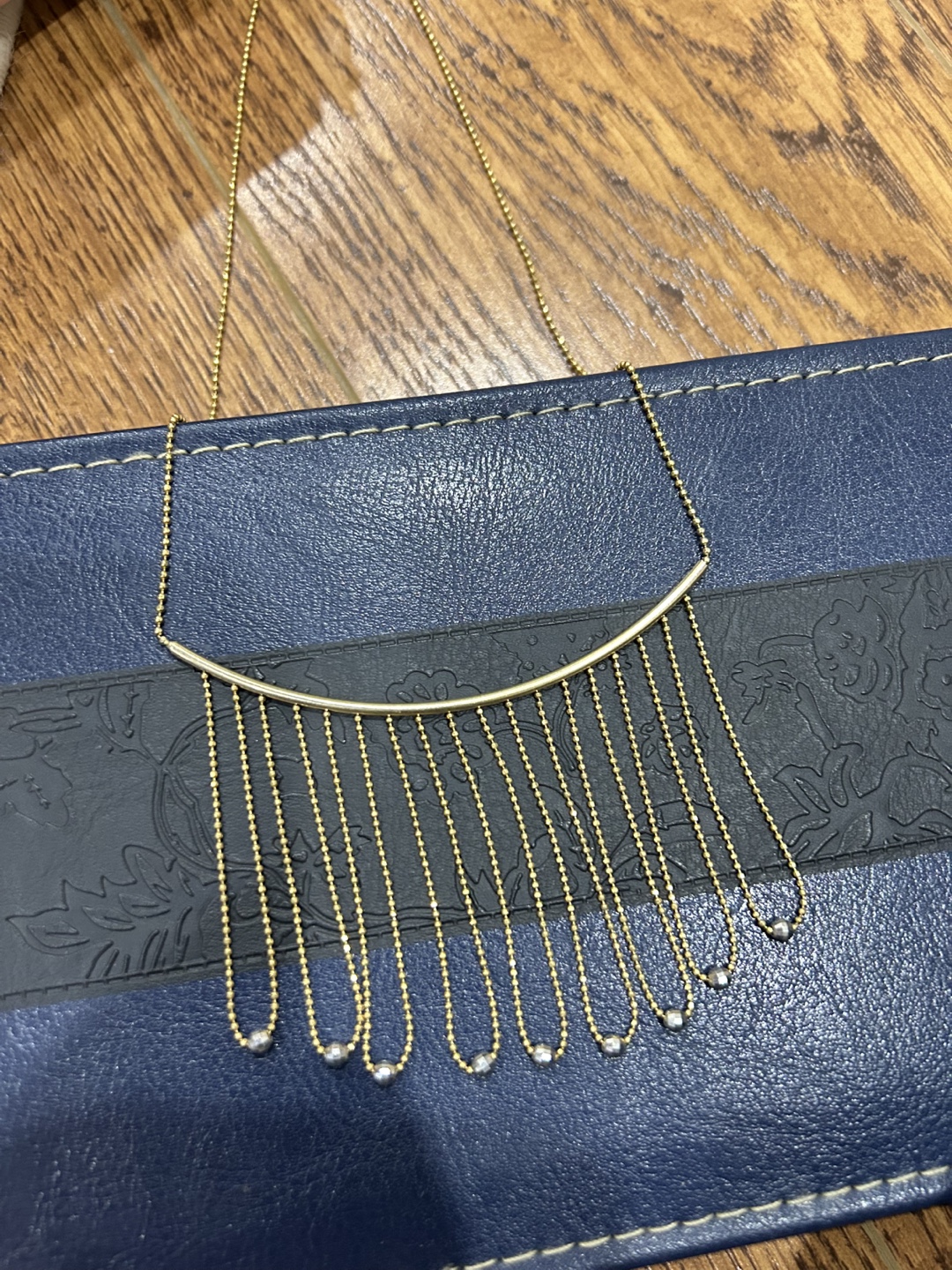 Gold Beaded Y-Necklace with Clear Stones - photo 2
