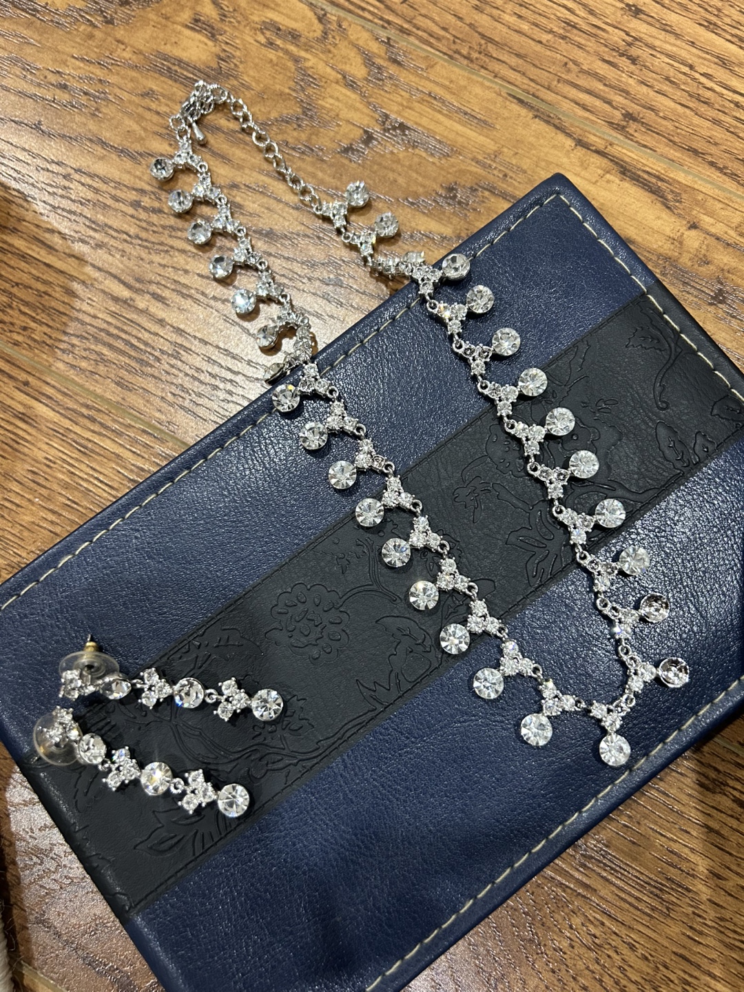Rhinestone Necklace and Earrings Set