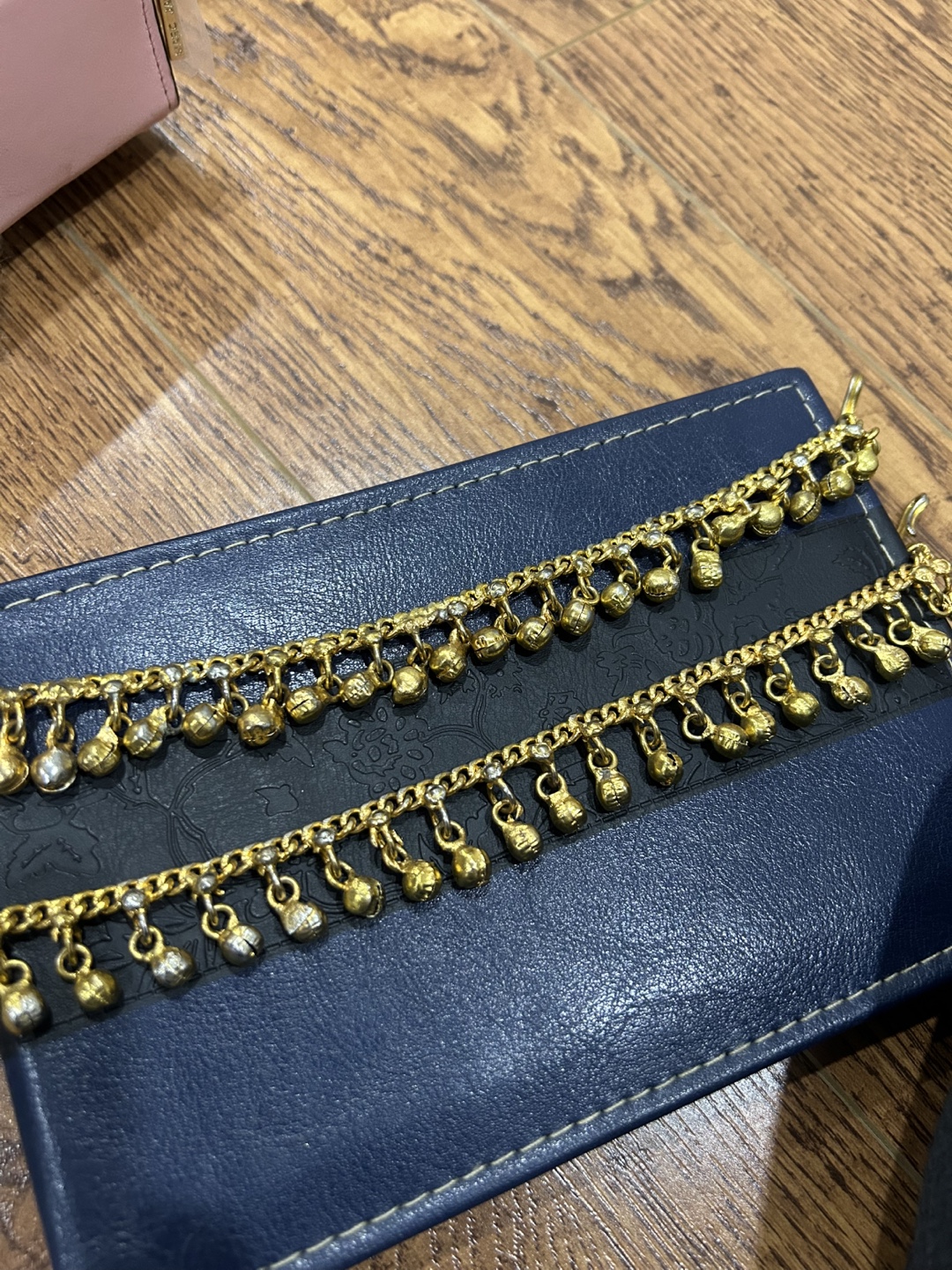Gold Tone Anklets with Bells