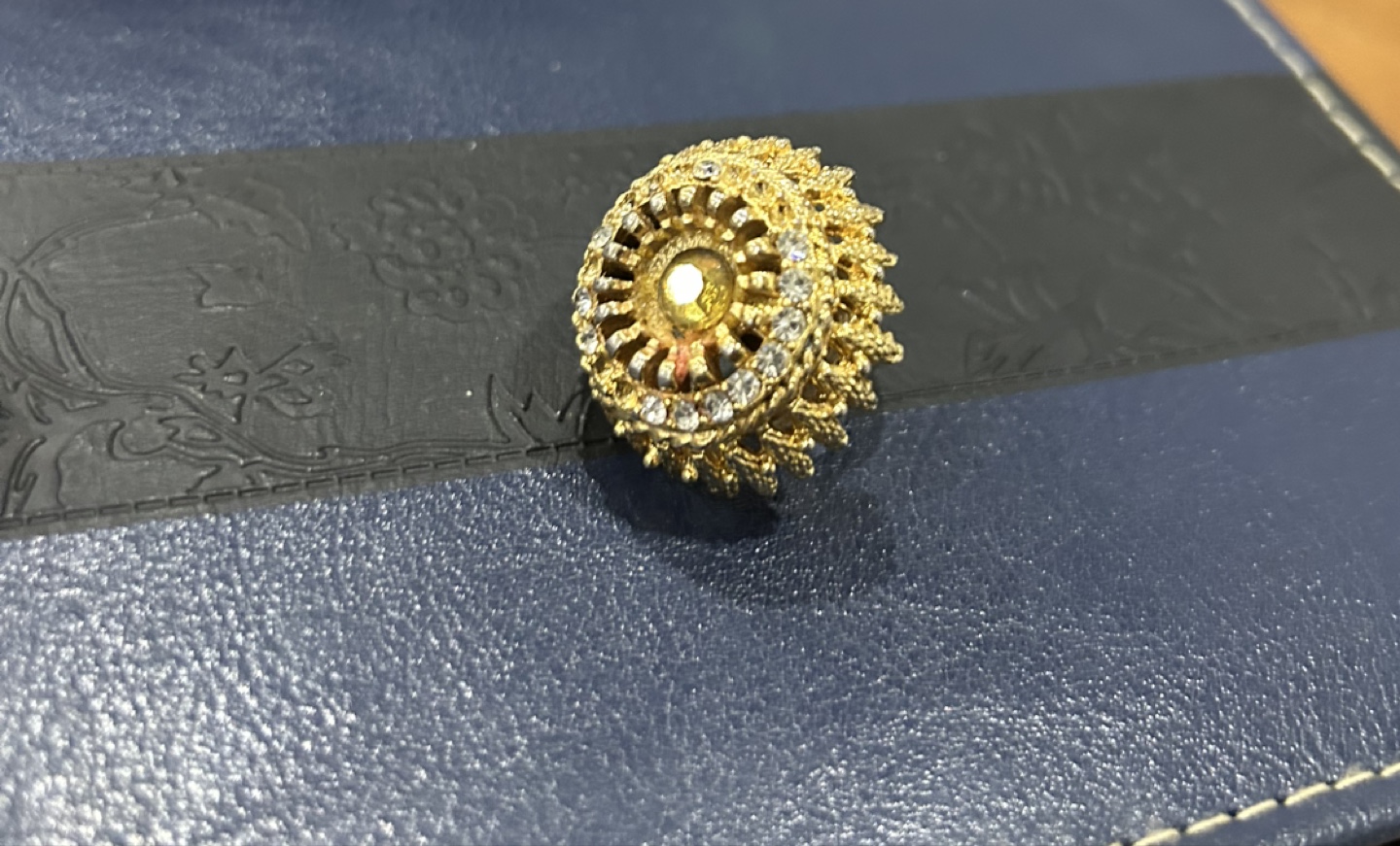 Gold Tone Ring with CZ Stones