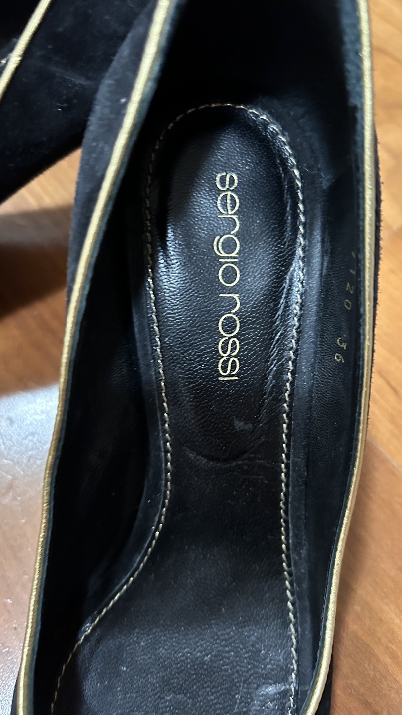 Sergio Rossi Black Suede Peep Toe Heels Size 36 - photo 3