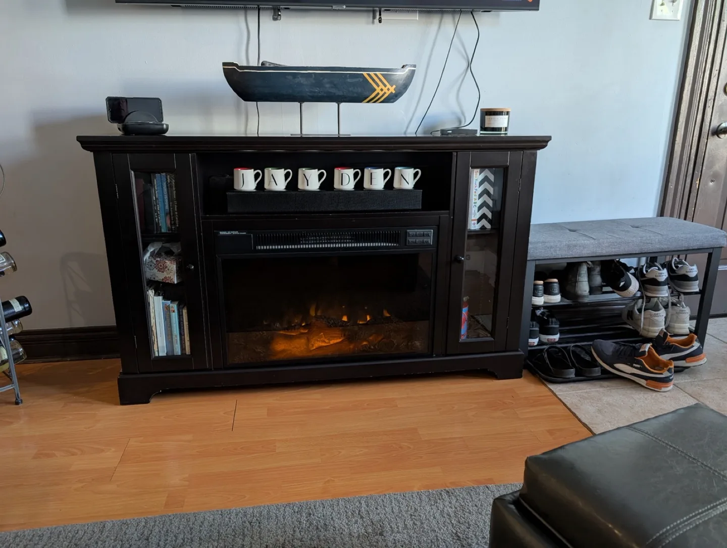 Black Electric Fireplace TV Stand thumbnail