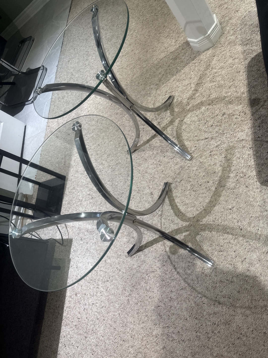 Pair of Glass and Chrome Accent Side Tables - photo 2