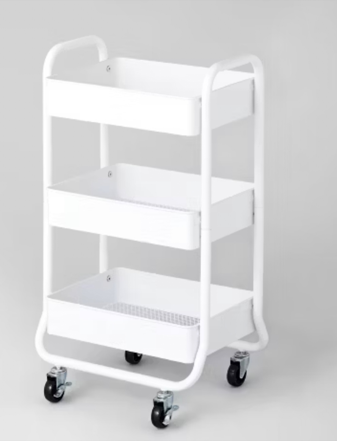 White 3-Tier Rolling Cart