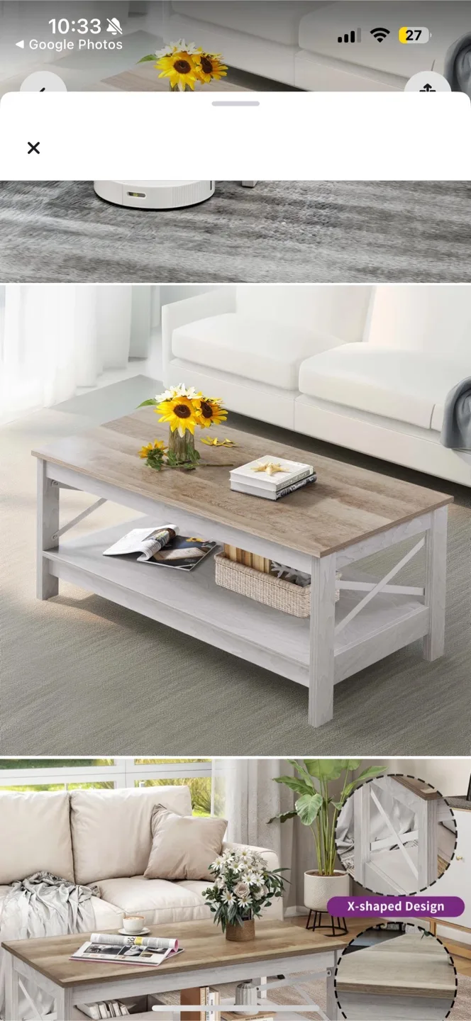 Highland Dunes O'Kean 39" Rectangular Coffee Table - Grey Wash thumbnail
