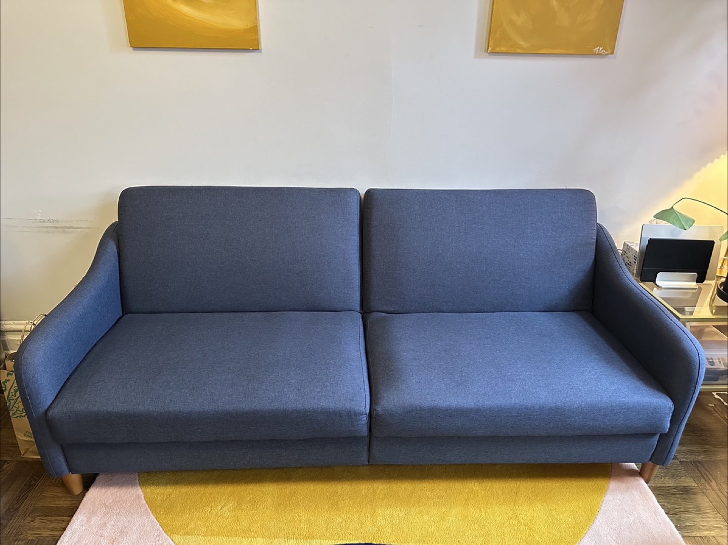 77” Navy Blue Convertible Sofa Bed