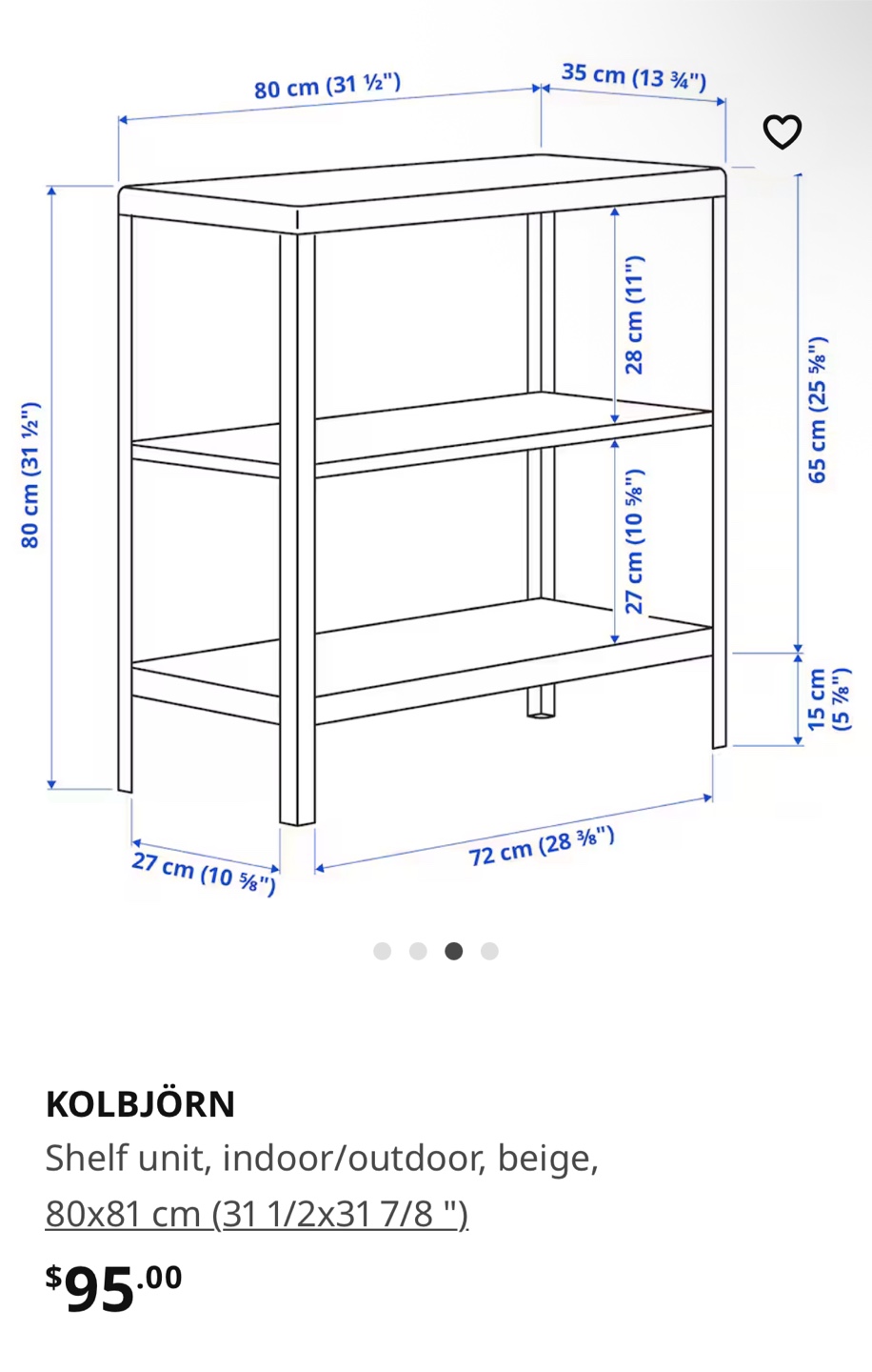 IKEA KOLBJÖRN Beige Metal Shelving Unit - photo 3