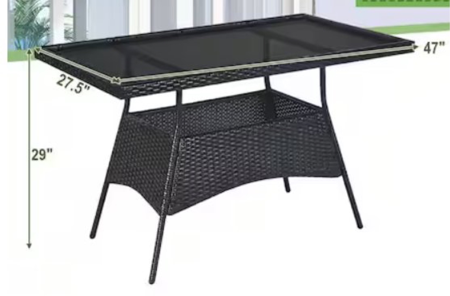 BNIB - COSTWAY PATIO JOY TEMPERED GLASS WICKER TABLE - photo 2