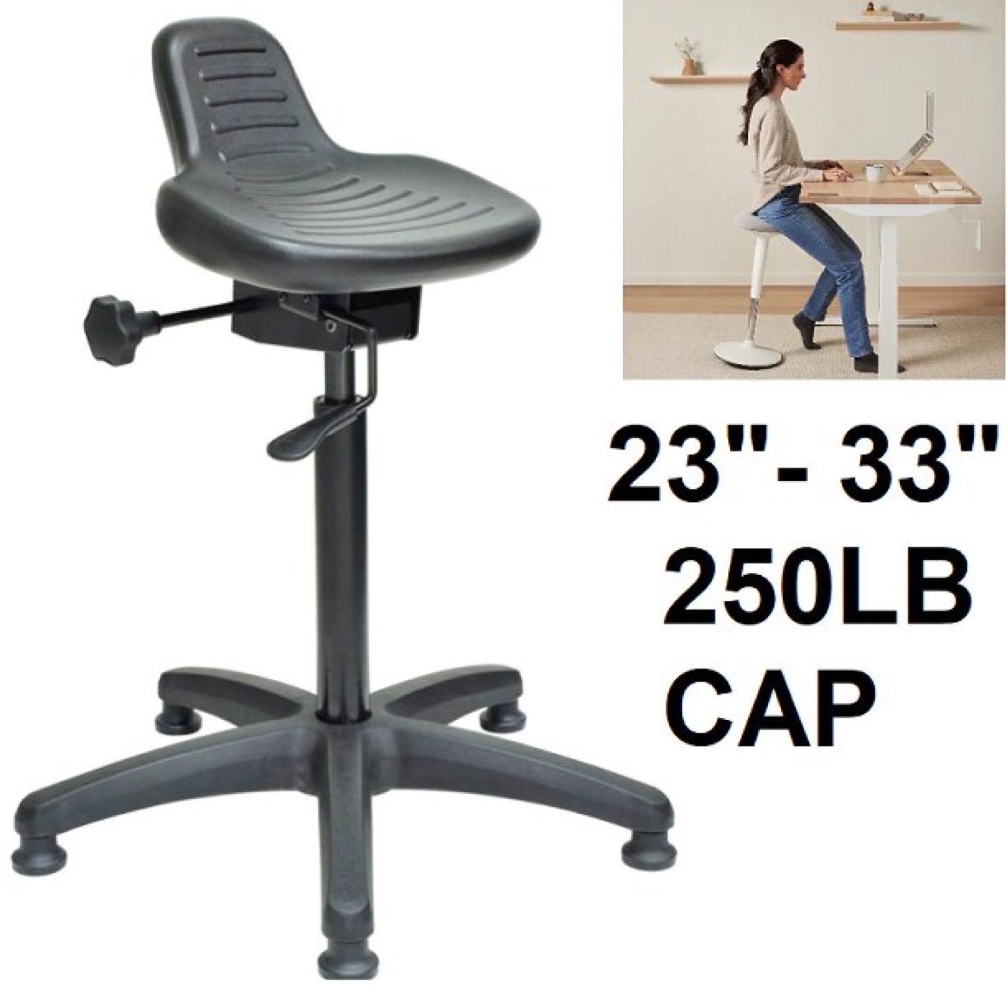 Brand New - INTERION ERGONOMIC STANDING STOOL - 250LBS CAP