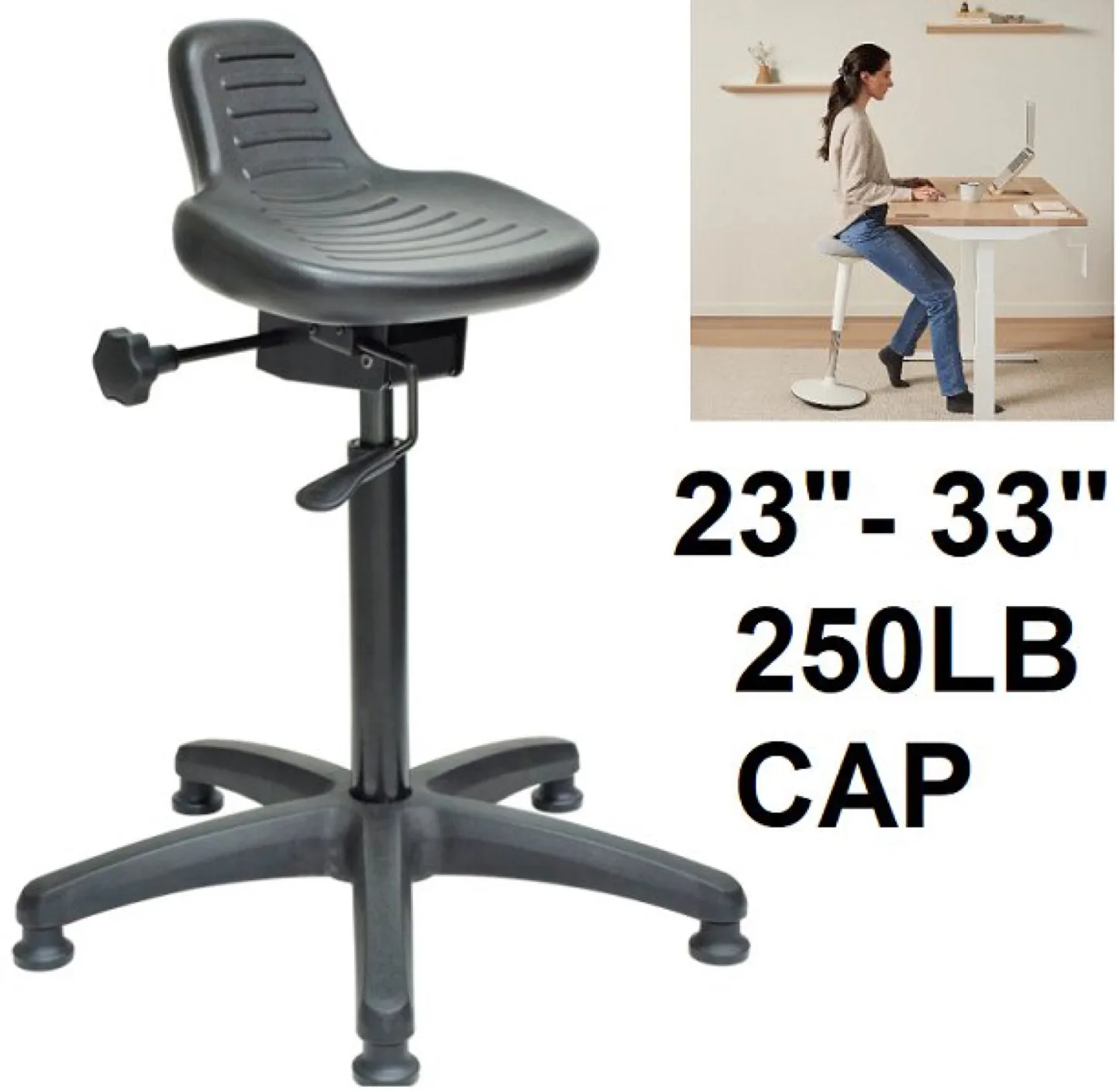 Brand New - INTERION ERGONOMIC STANDING STOOL - 250LBS CAP thumbnail