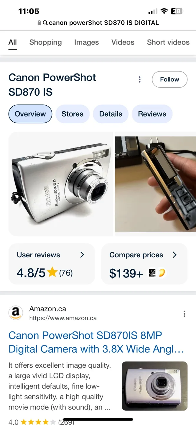 🏒 Canon PowerShot SD870 IS Digital Elph 8.0 MP Camera image indicator(7)