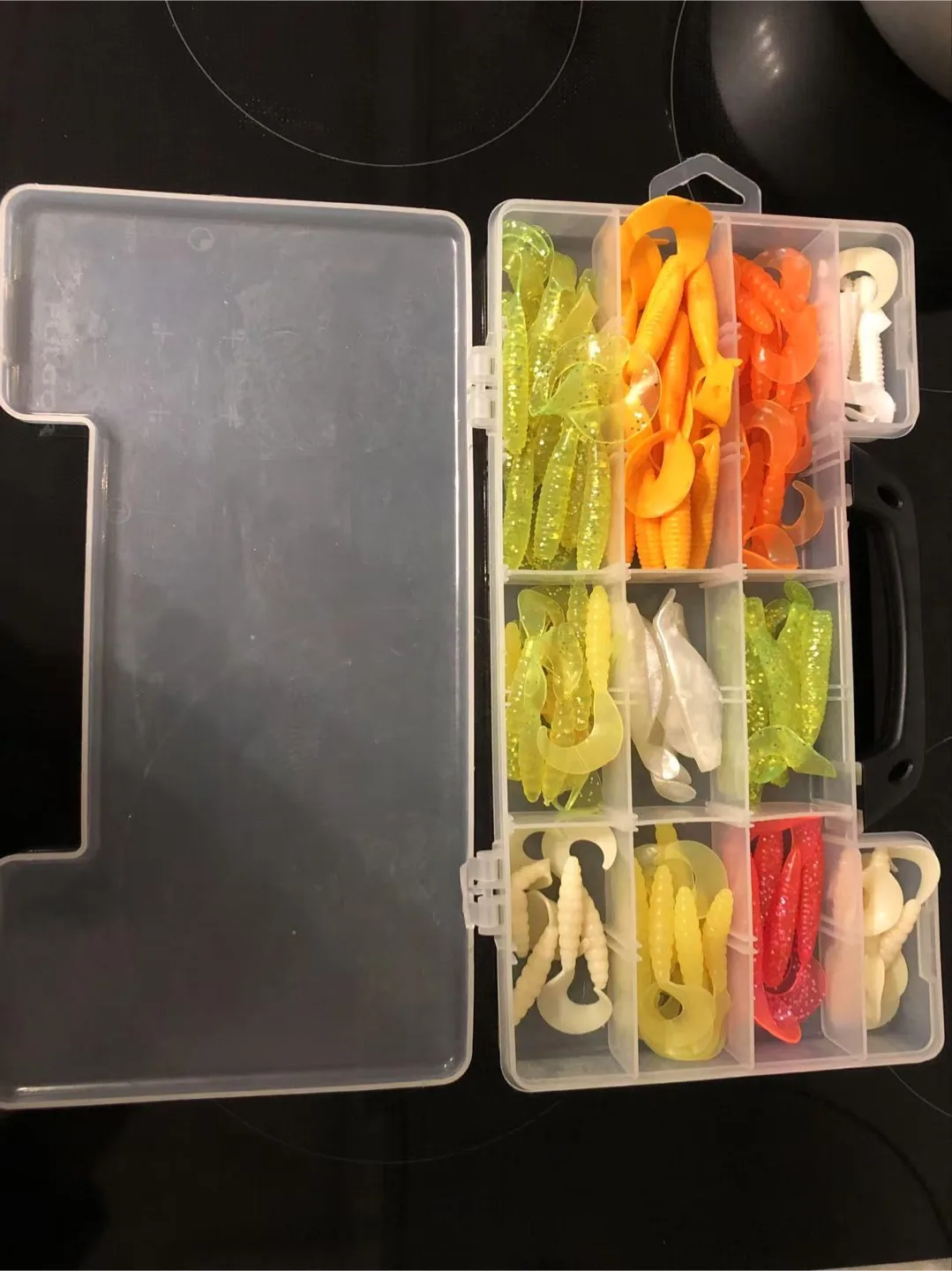 Soft Plastic Fishing Lures in Tackle Box thumbnail