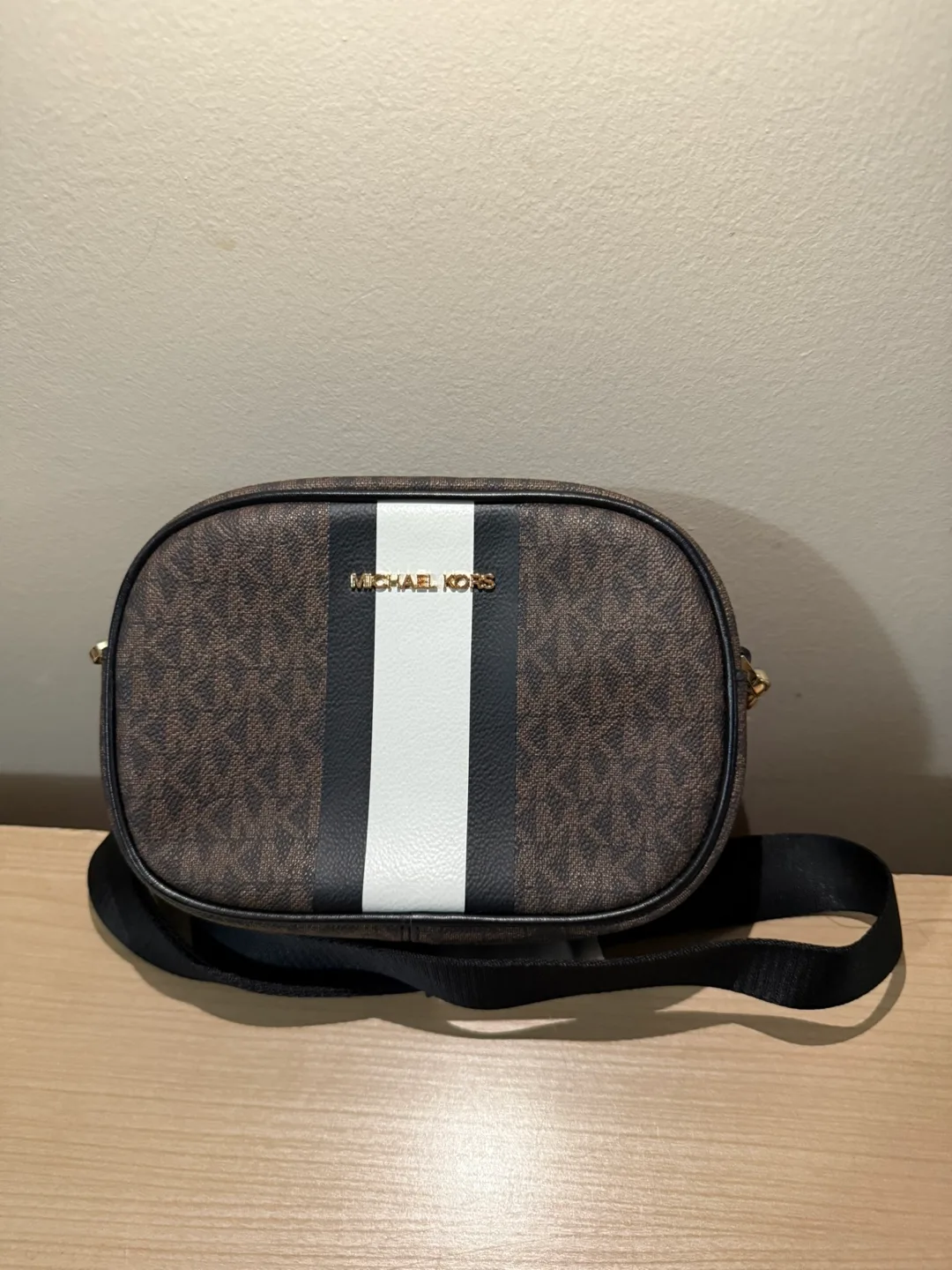 Michael Kors Brown and White Crossbody Bag thumbnail
