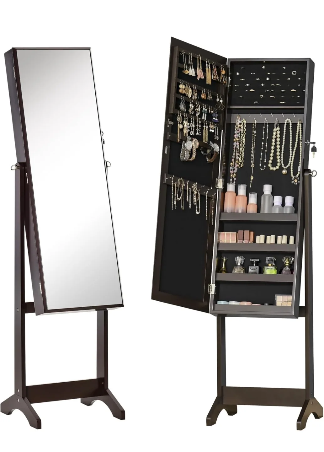 Full-Length Freestanding Jewellery Armoire with Mirror thumbnail