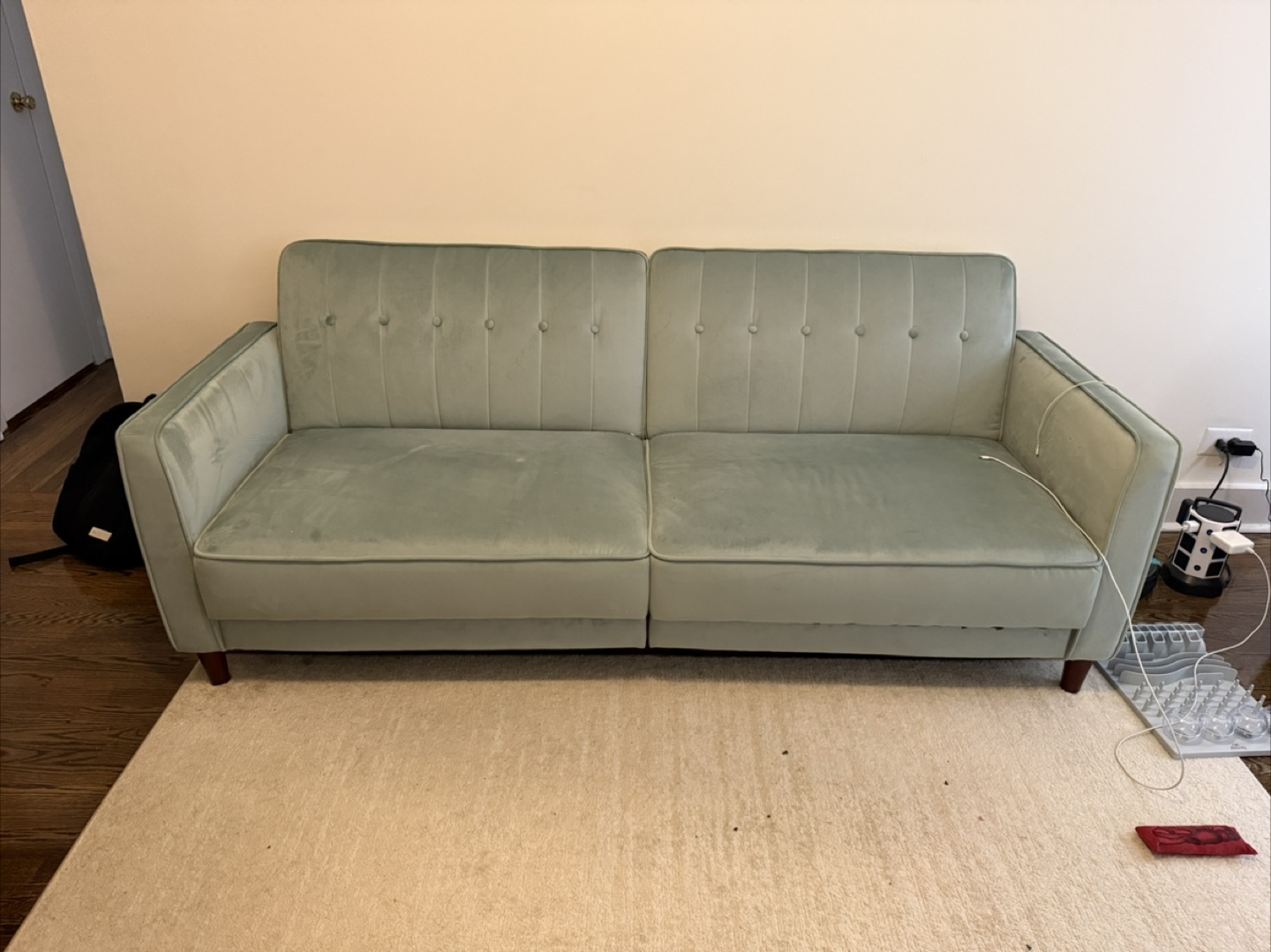 Light Green Velvet Futon Sofa