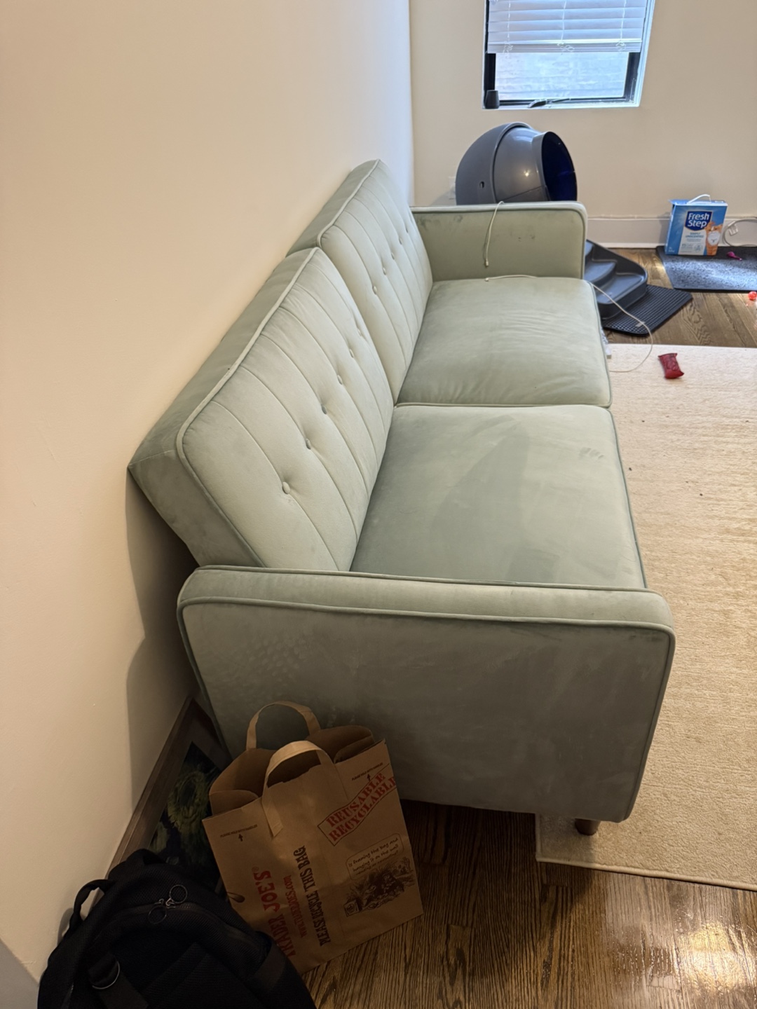 Light Green Velvet Futon Sofa - photo 3