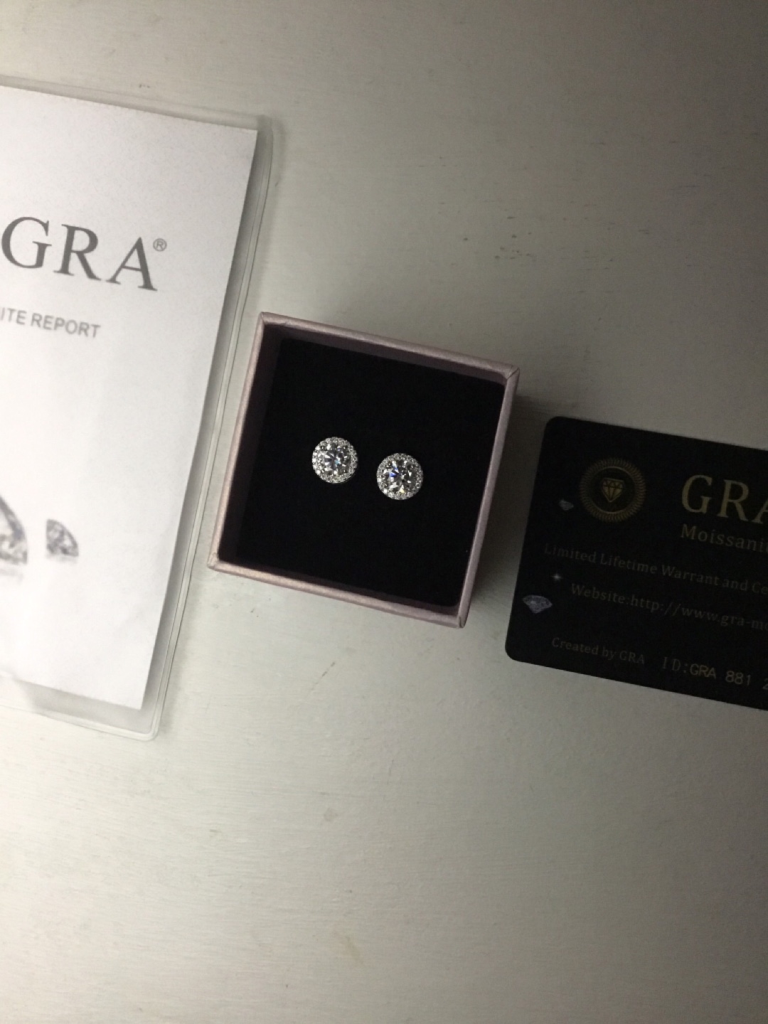 GRA Moissanite Halo Stud Earrings