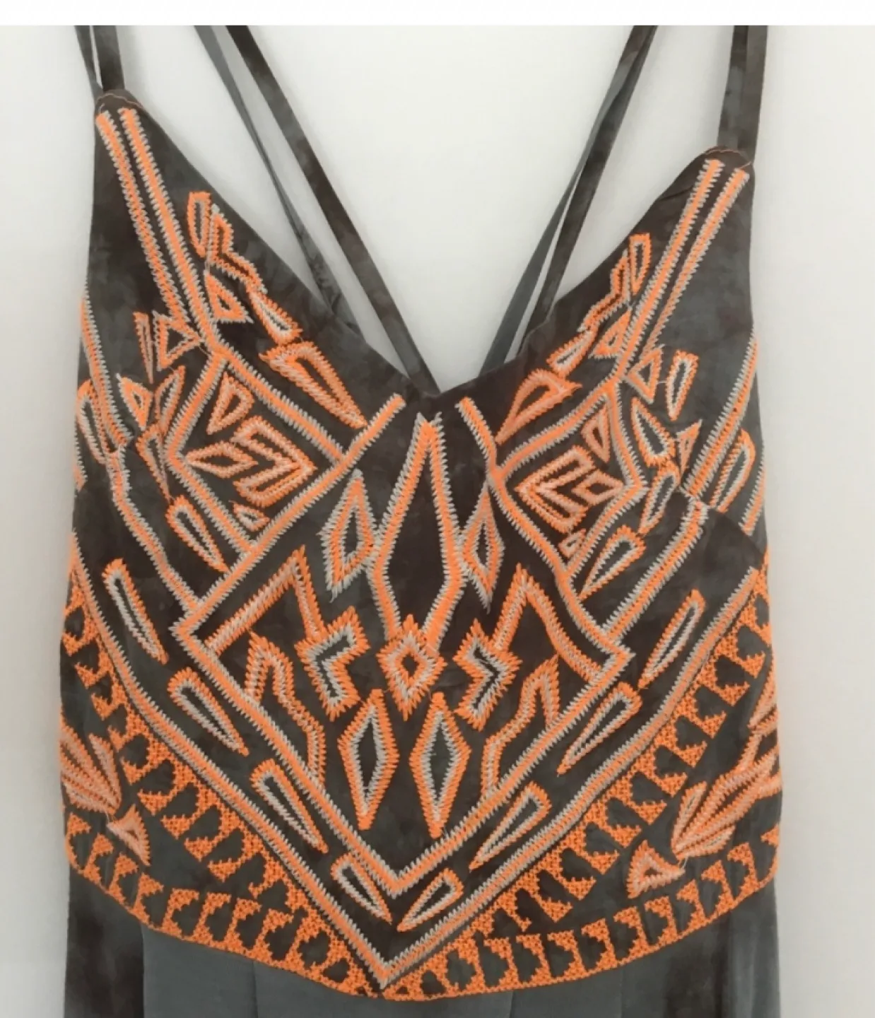 Urban Outfitters Grey Tie-Dye Maxi Dress with Embroidered Detail image indicator(2)