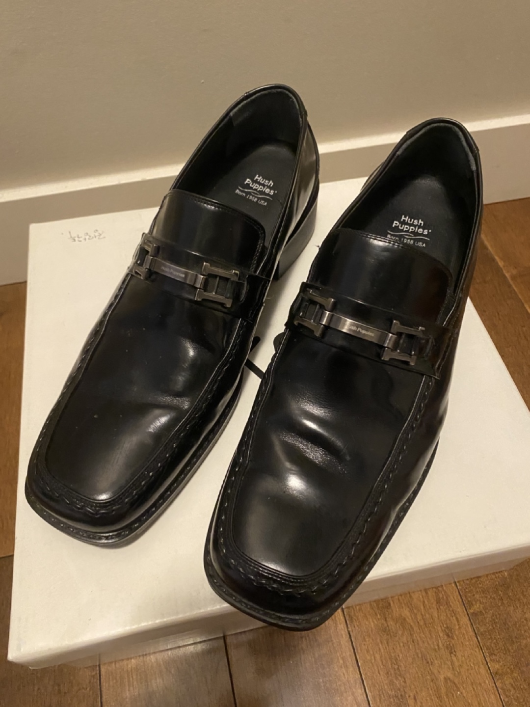 Men's Hush Puppies Black Leather Loafers