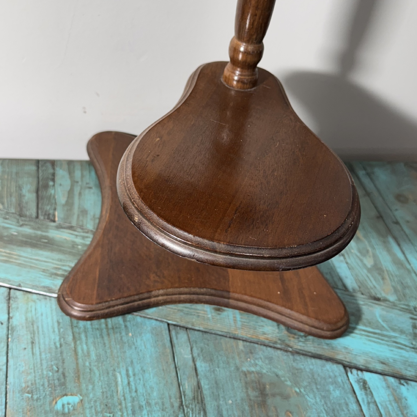 Mid Century 4 Tier Plant Stand Pedestal Base Swivel Wood - photo 2