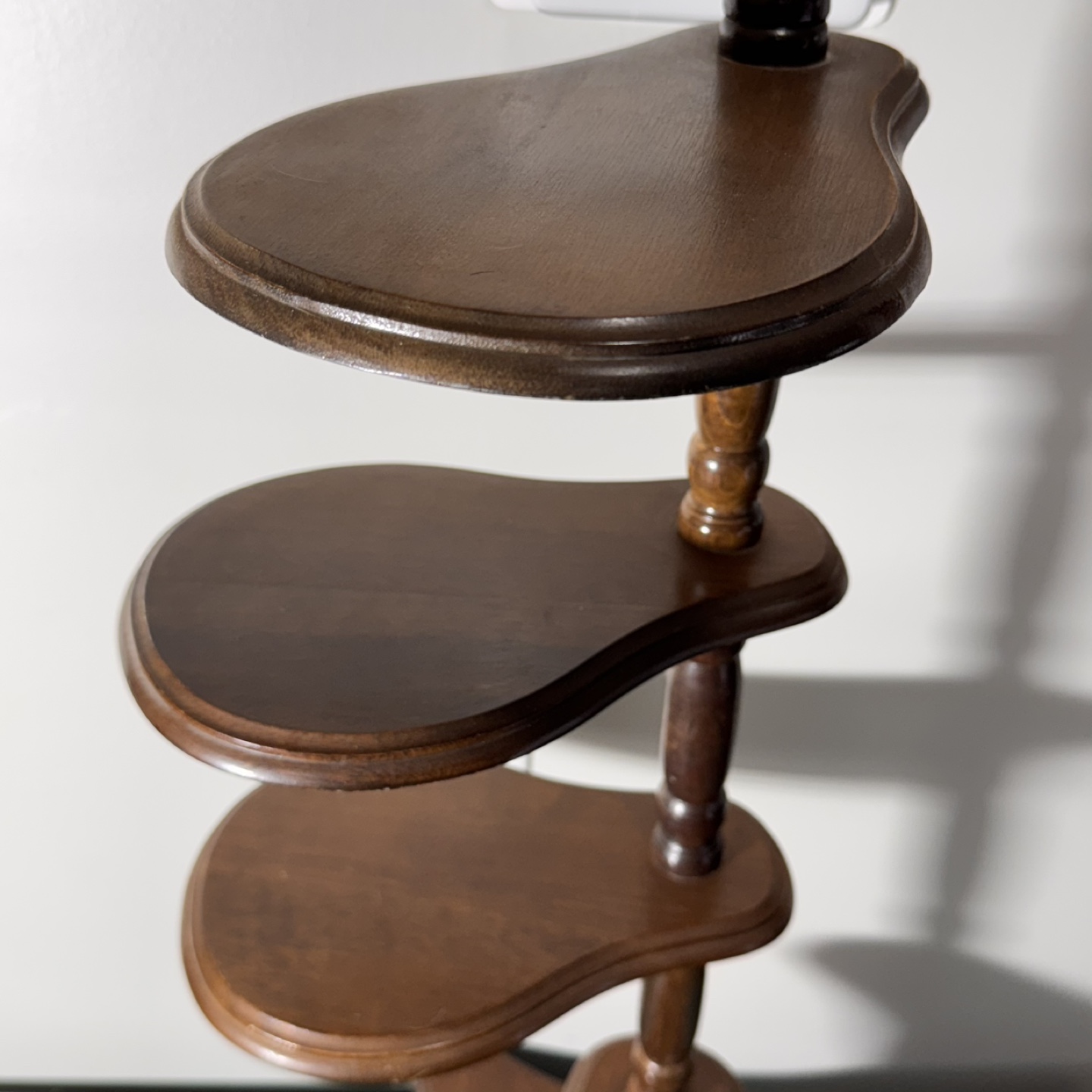 Mid Century 4 Tier Plant Stand Pedestal Base Swivel Wood - photo 3