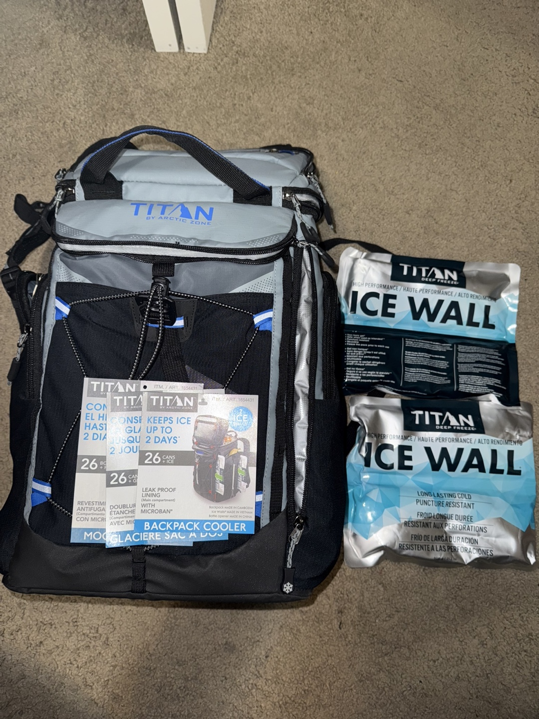 Titan Backpack Cooler with Ice Walls included