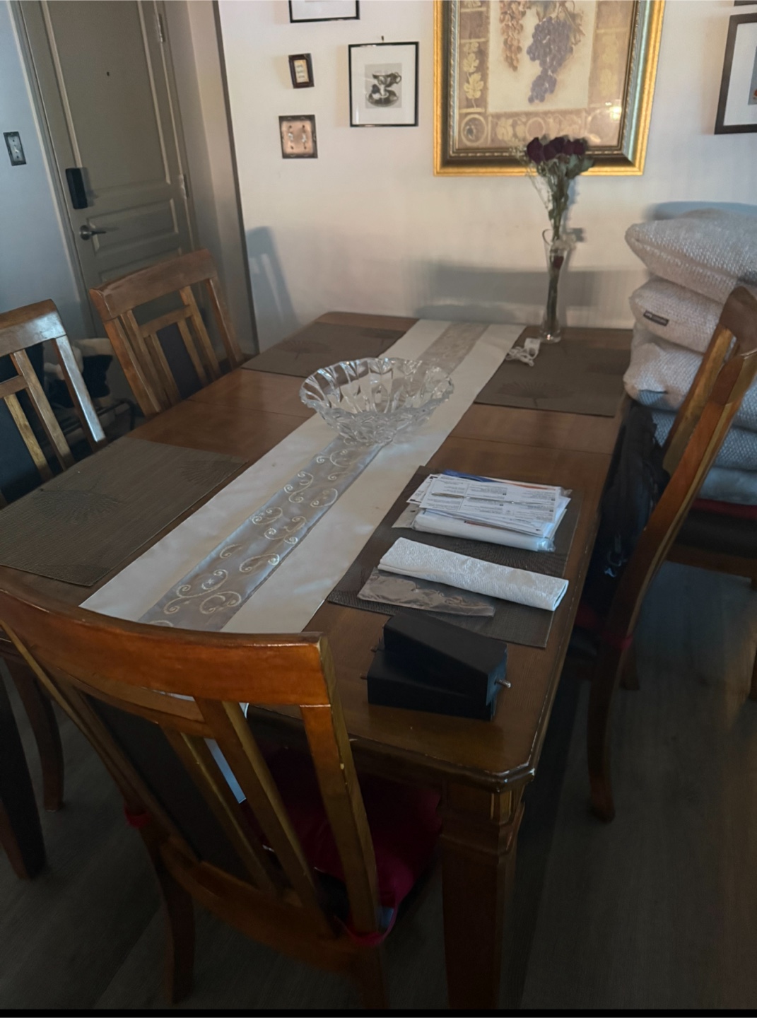 Six-Chair Wooden Dining Table Set