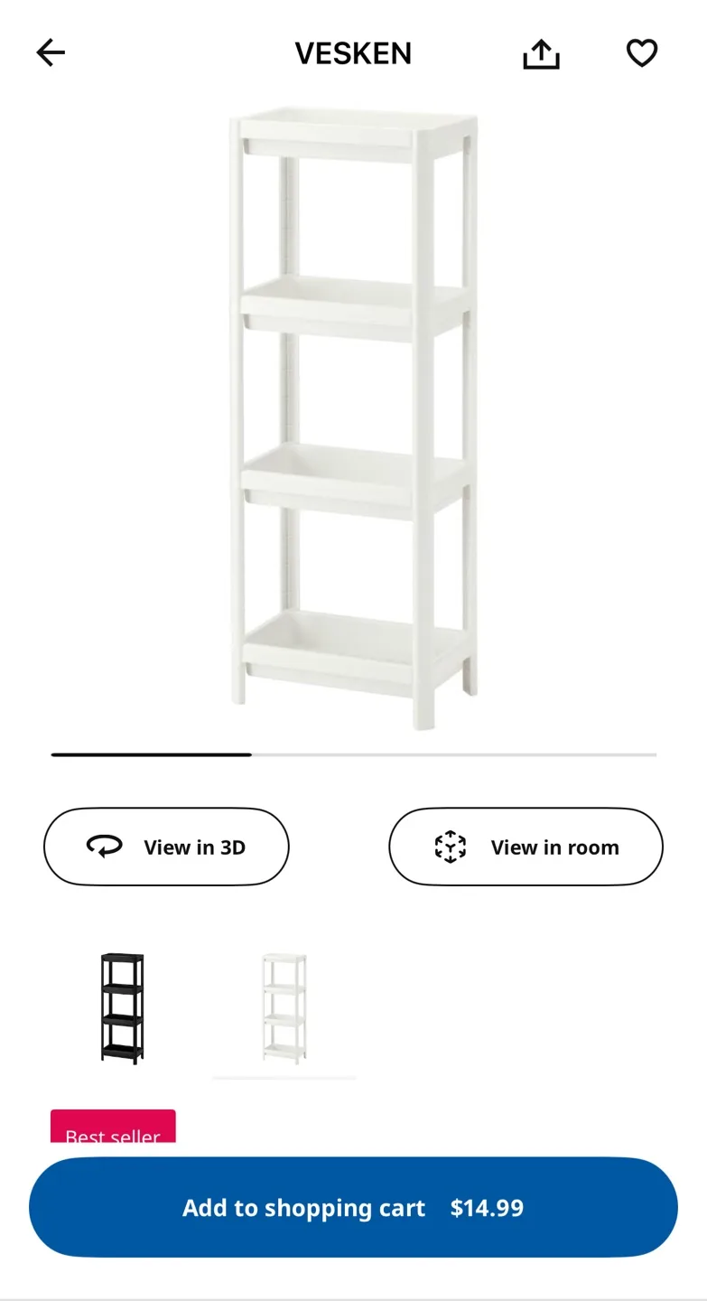 IKEA VESKEN 4-shelf Storage Unit - White thumbnail