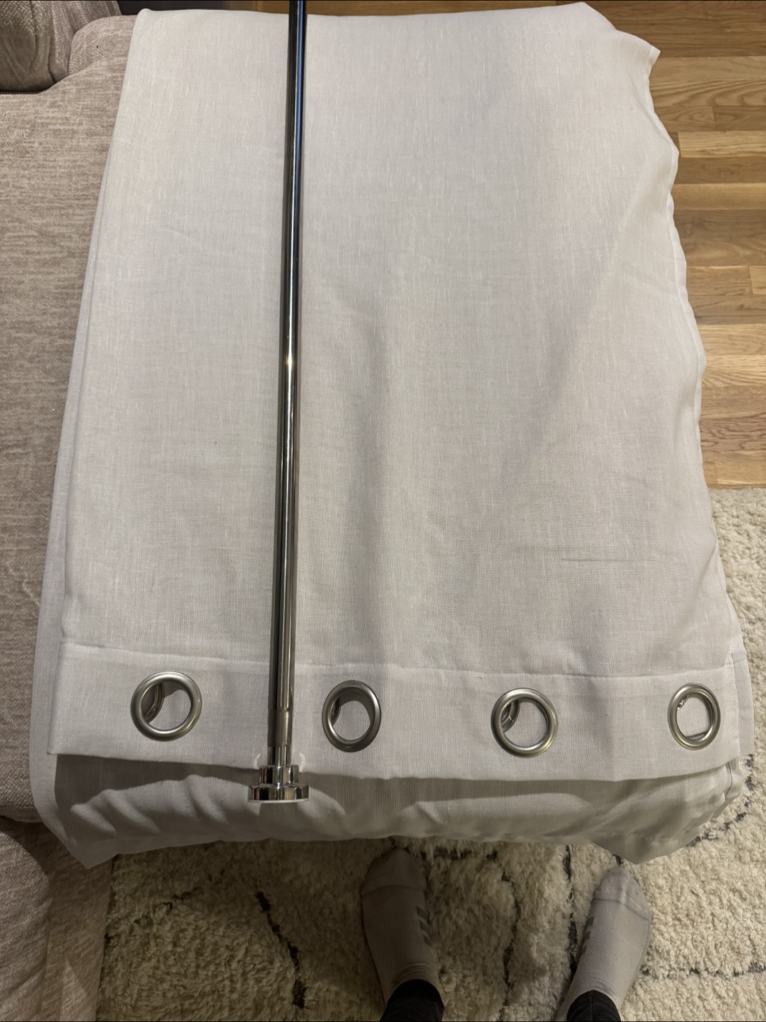 H.VERSAILTEX White Linen Grommet Curtains 52x84 2-Pack