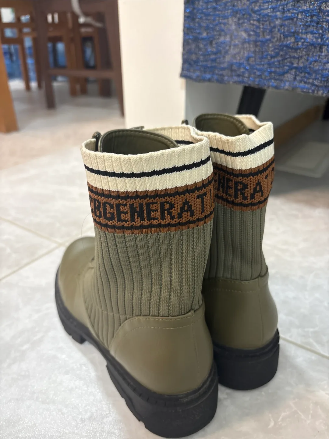 BCBG Green Knit Combat Boots thumbnail