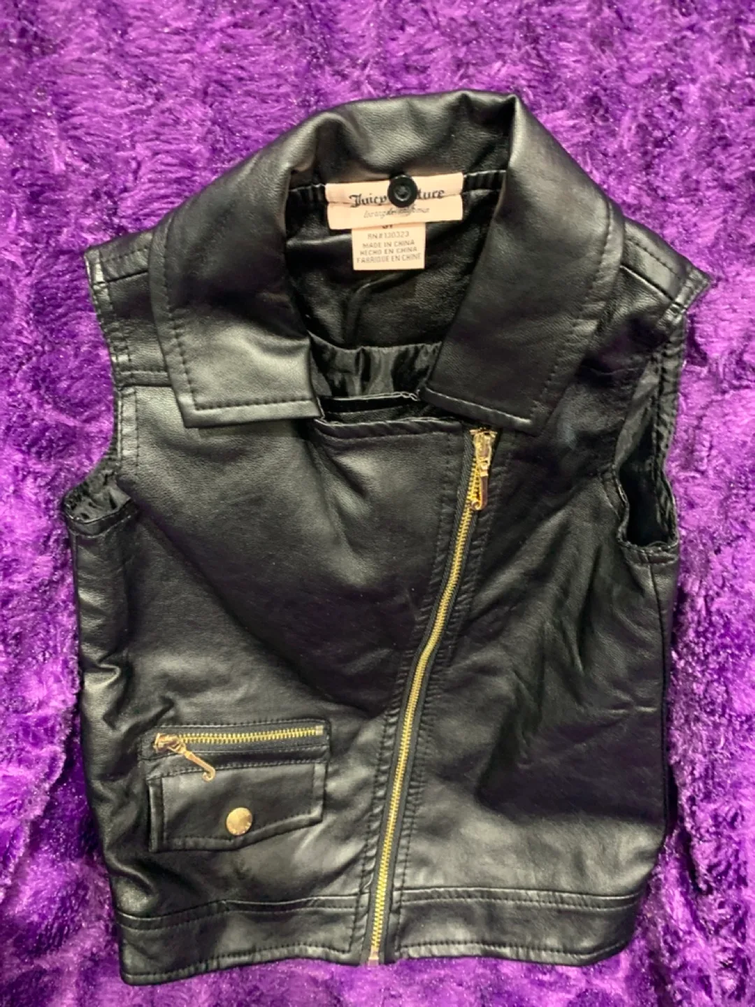 Juicy Couture Girls Black Leather Vest Size 3T thumbnail