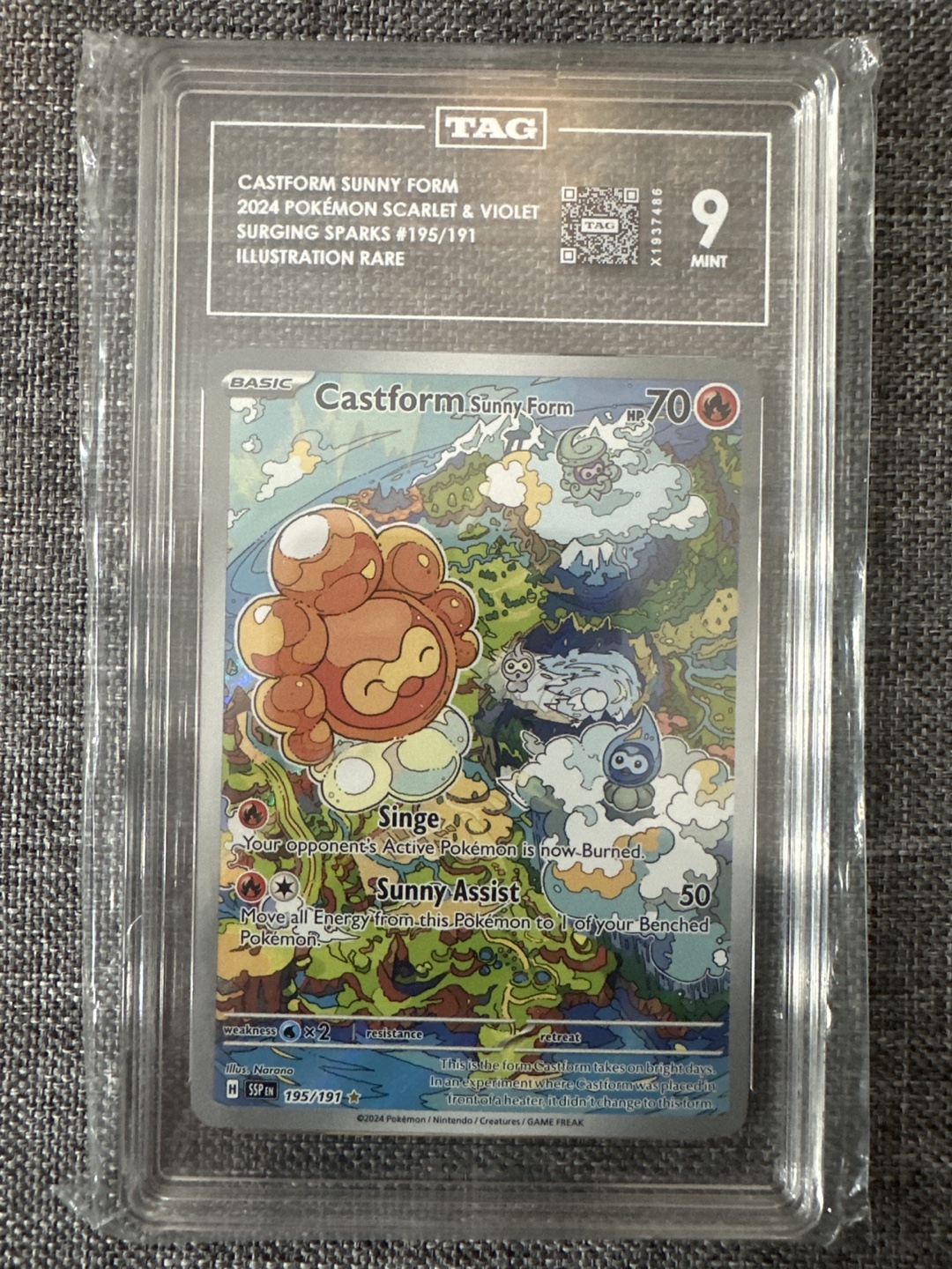 TAG 9 - Castform Sunny Form IR Pokemon Card - photo 2
