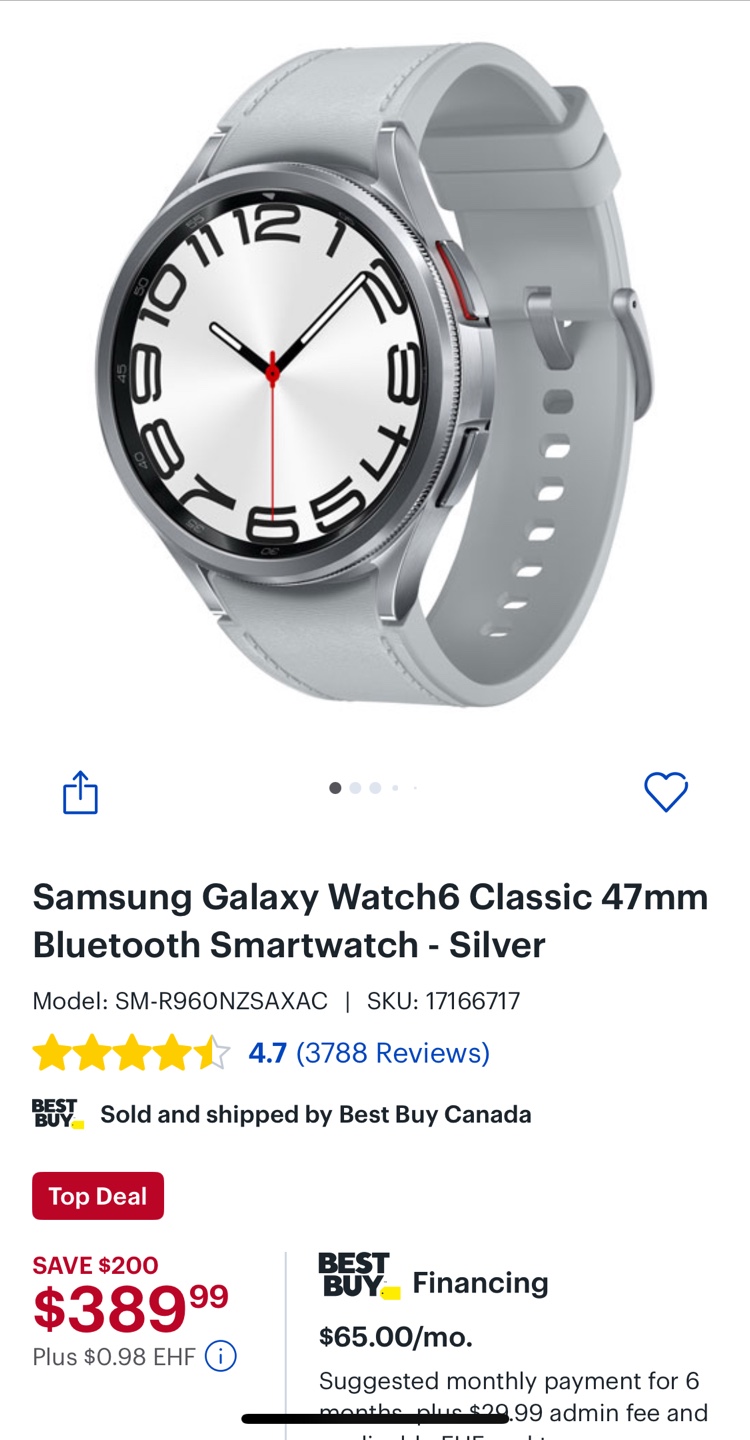 Samsung Galaxy Watch6 Classic 47mm Bluetooth Smartwatch - Silver