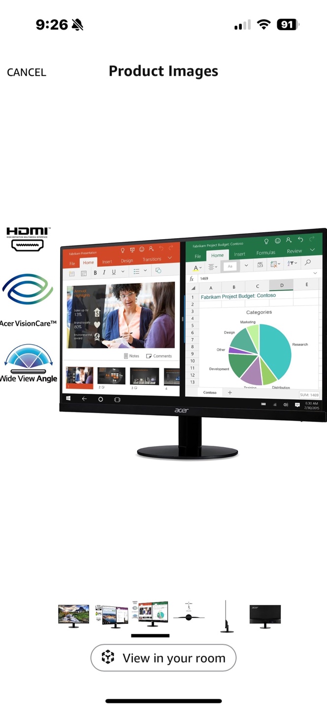 Acer 21.5-Inch Full HD IPS Ultra-Thin Zero Frame Monitor - photo 4